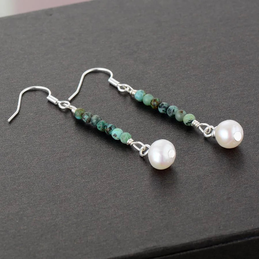 African Turquoises Pearl Earrings