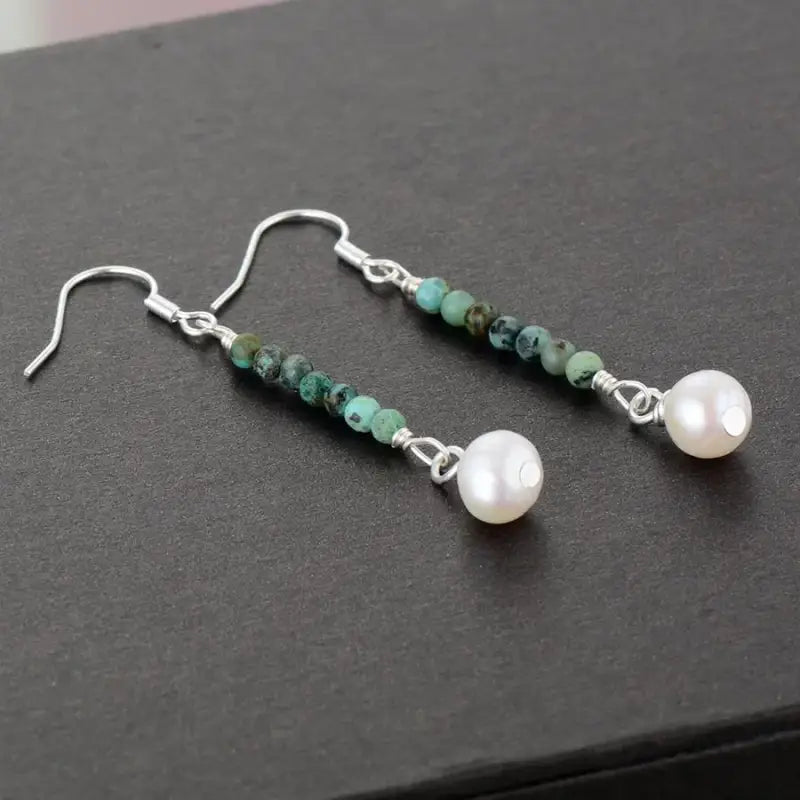 African Turquoises Pearl Earrings