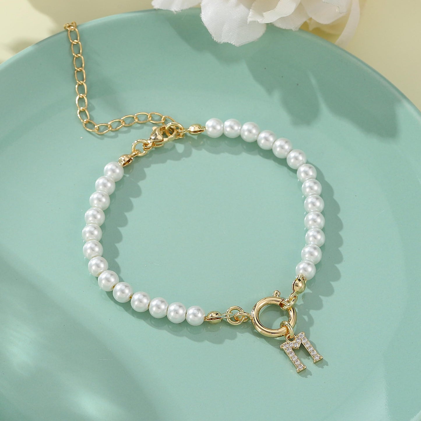 2024 New Fashion Toggle Clasp Initial Bracelet Women A-Z Letter